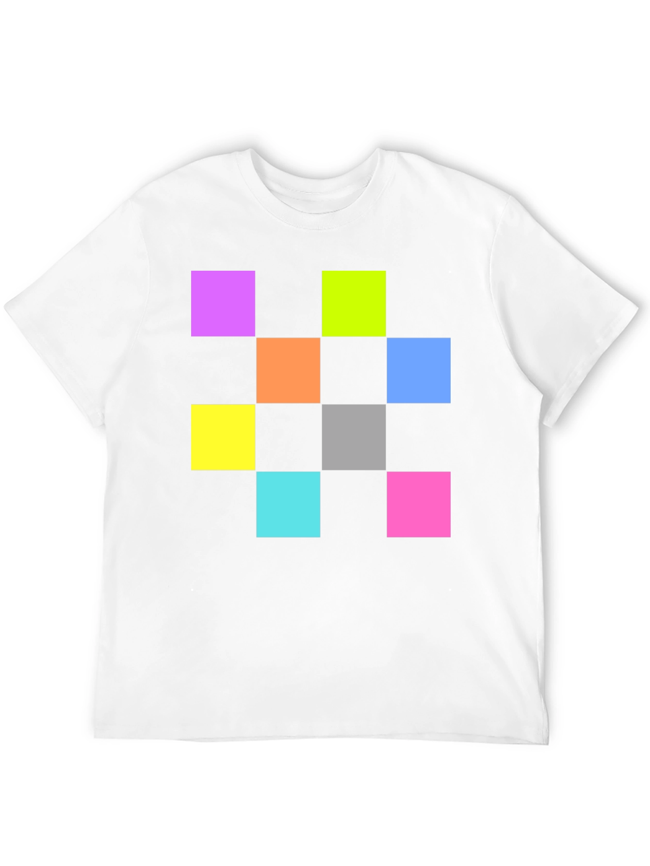Black Colorful Squares Graphic Black T-Shirt view 12