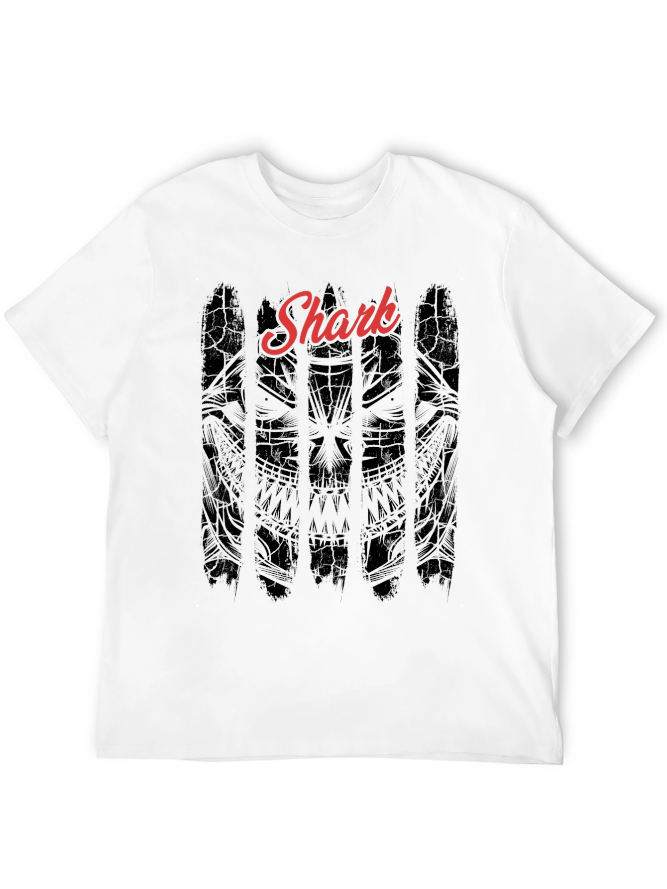 Black Shark Graphic Print Men's T-Shirt - Black Crew Neck Tee view 12