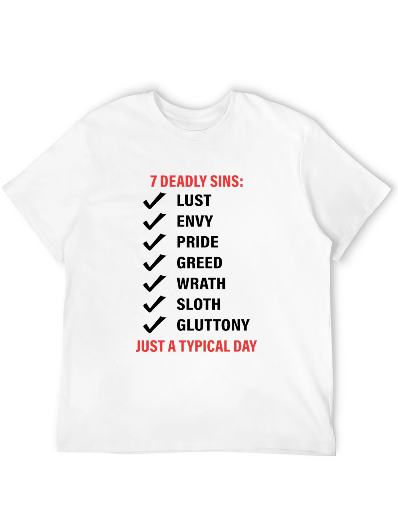 Black 7 Deadly Sins T-Shirt - Typical Day view 12