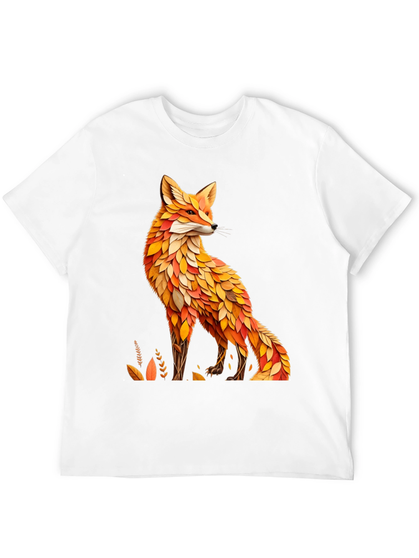 Black Fox Leaf Design T-Shirt - Stylish Animal Tee view 12