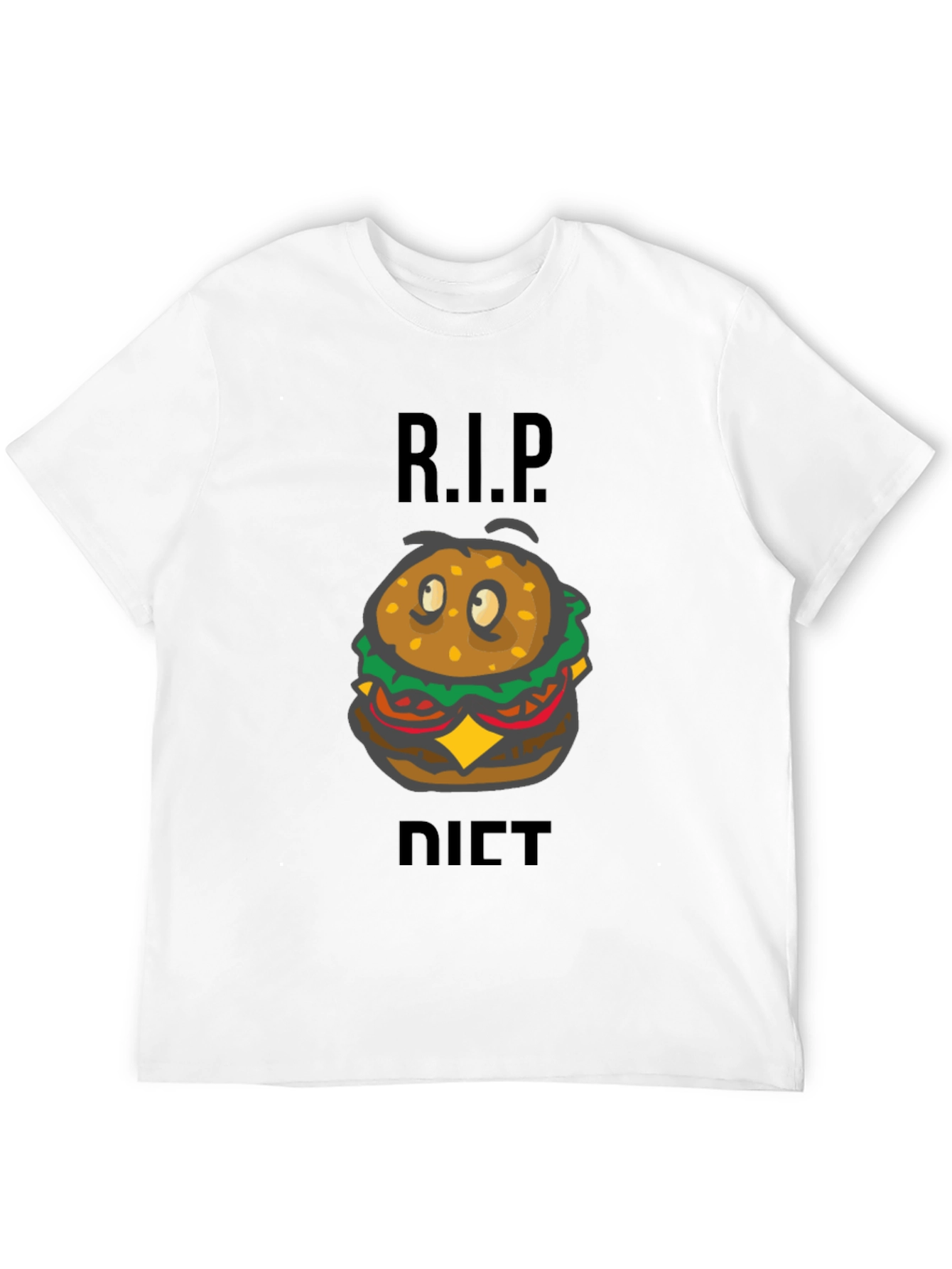Black R.I.P. Diet Cartoon Burger Graphic Tee - Black view 12