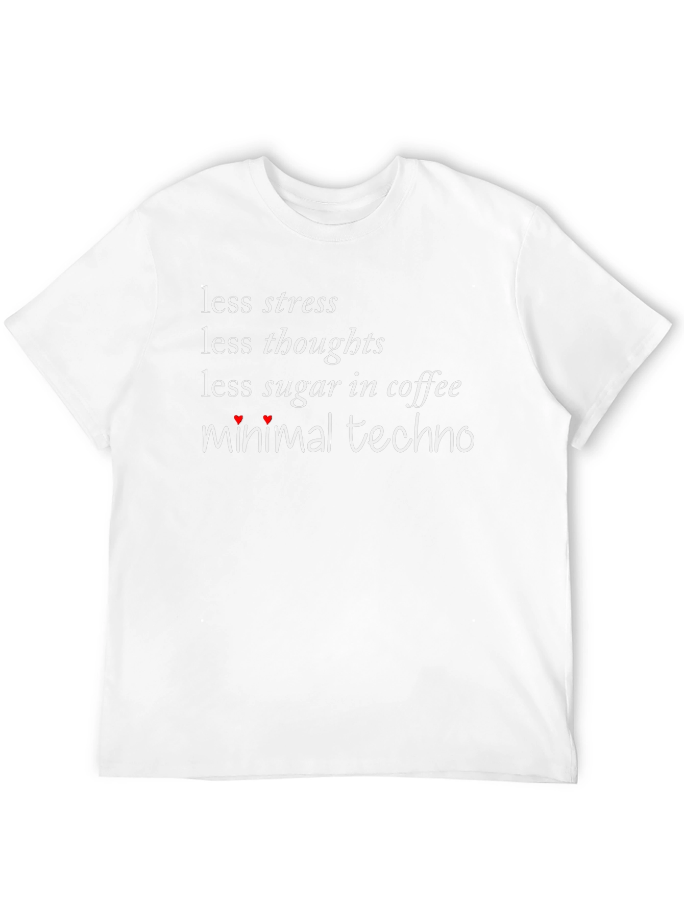Black Less Stress Minimal Techno Black T-Shirt view 12
