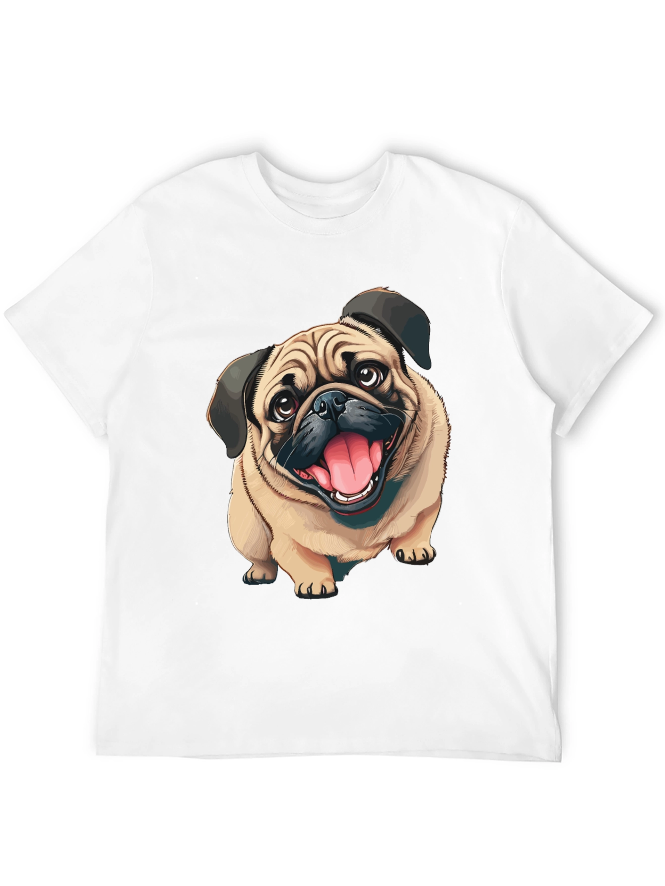 Black Pug Dog Graphic Tee - Men's Black Cotton T-Shirt view 12