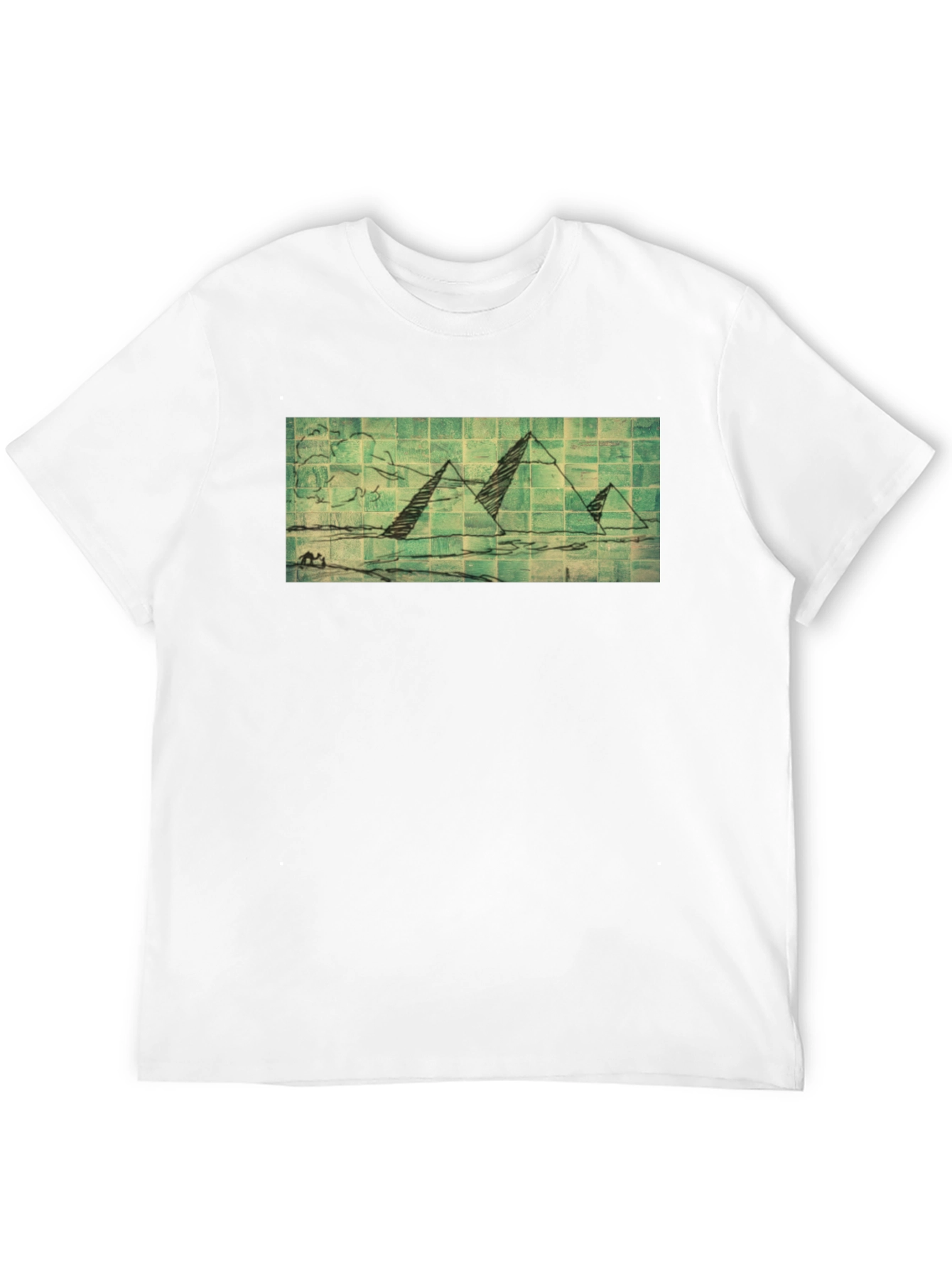 Black Pyramid Sketch Graphic Tee - Black Cotton T-Shirt view 12