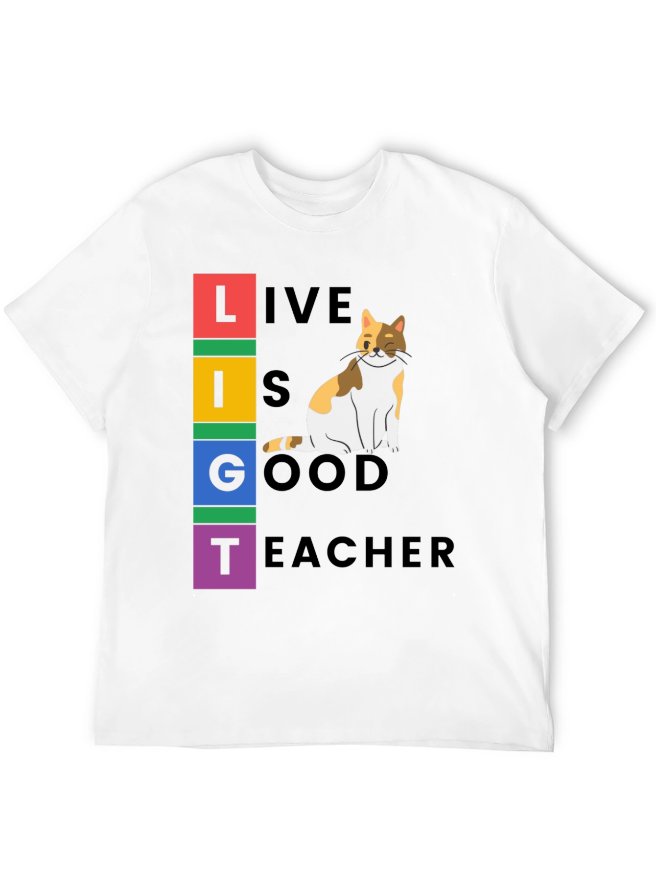 Black Live Is Good Cat Teacher Graphic Tee view 12