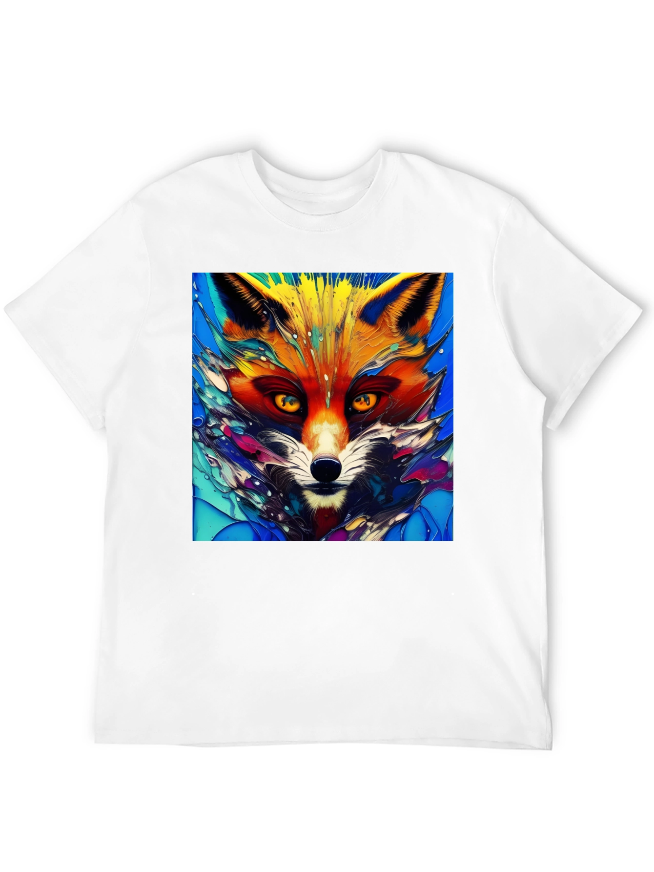 Black Artistic Fox Graphic T-Shirt - Vivid Colors view 12