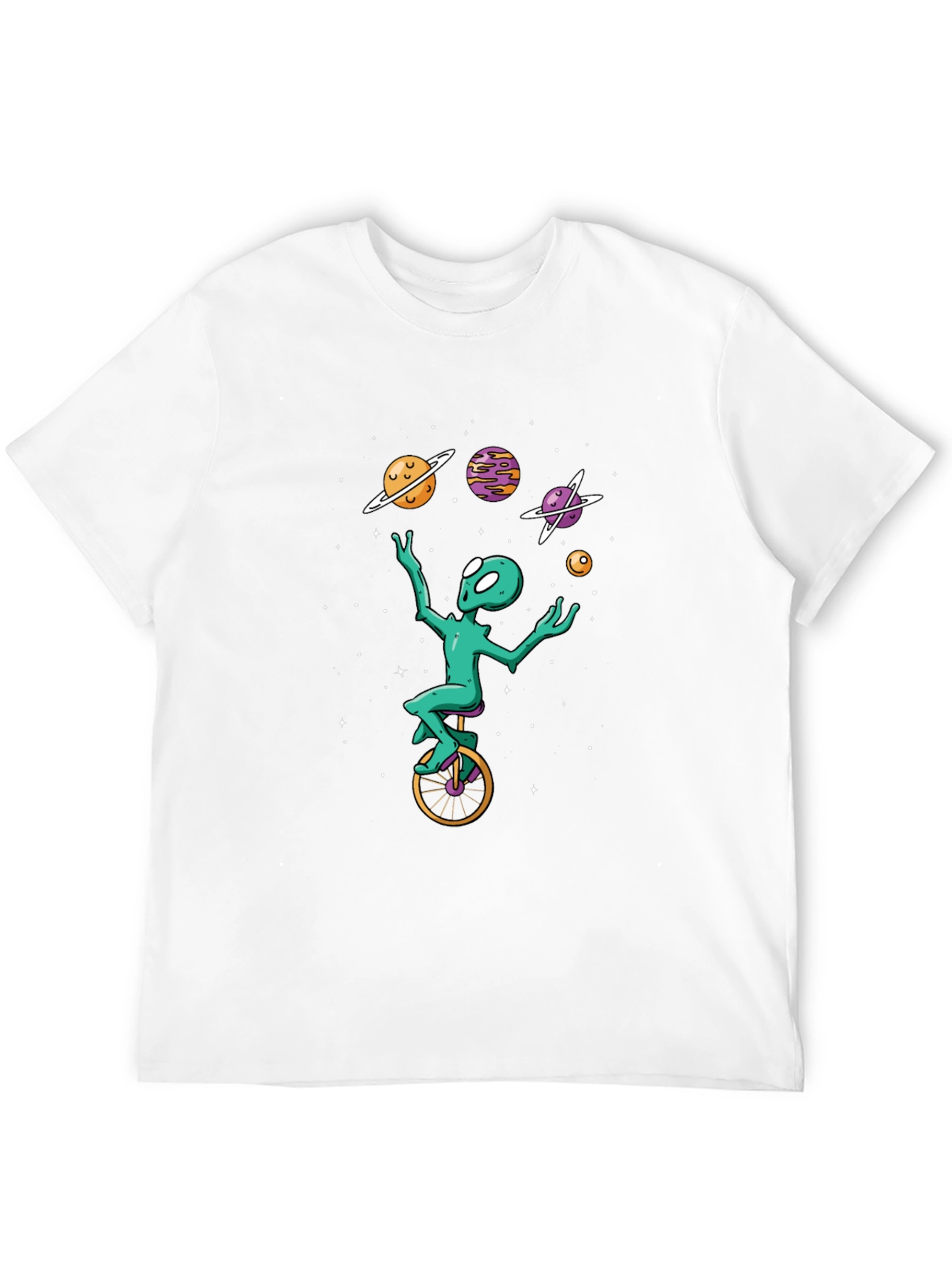 Black Alien Unicycle T-Shirt - Space Juggling Tee view 12