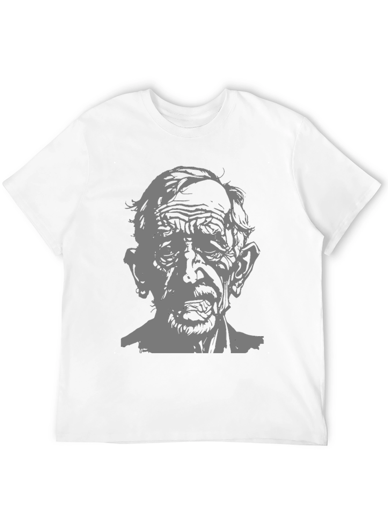 Black Creepy Old Man Graphic T-Shirt - Black Tee view 12