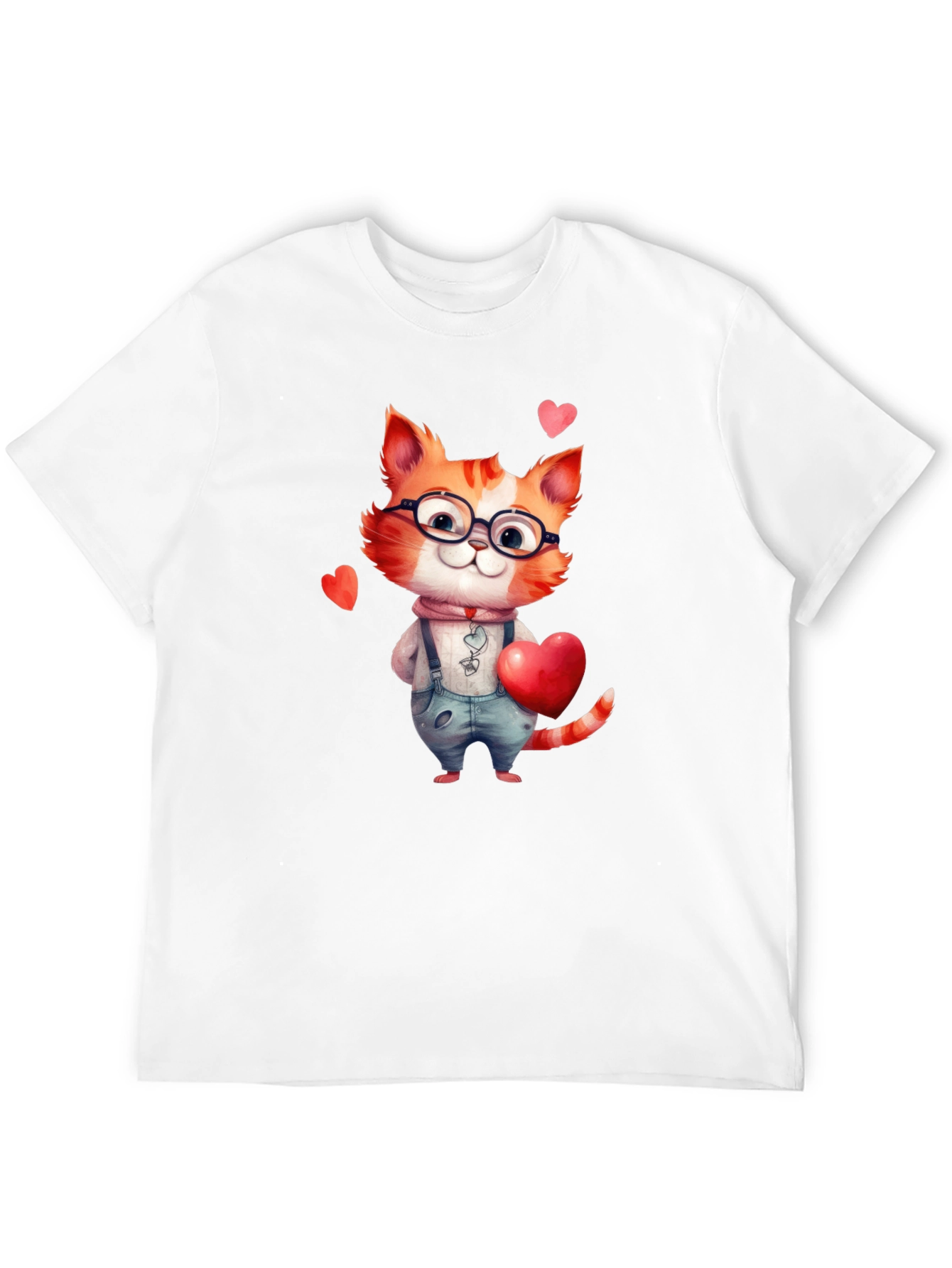 Black Cute Valentine Cat Graphic T-Shirt view 12