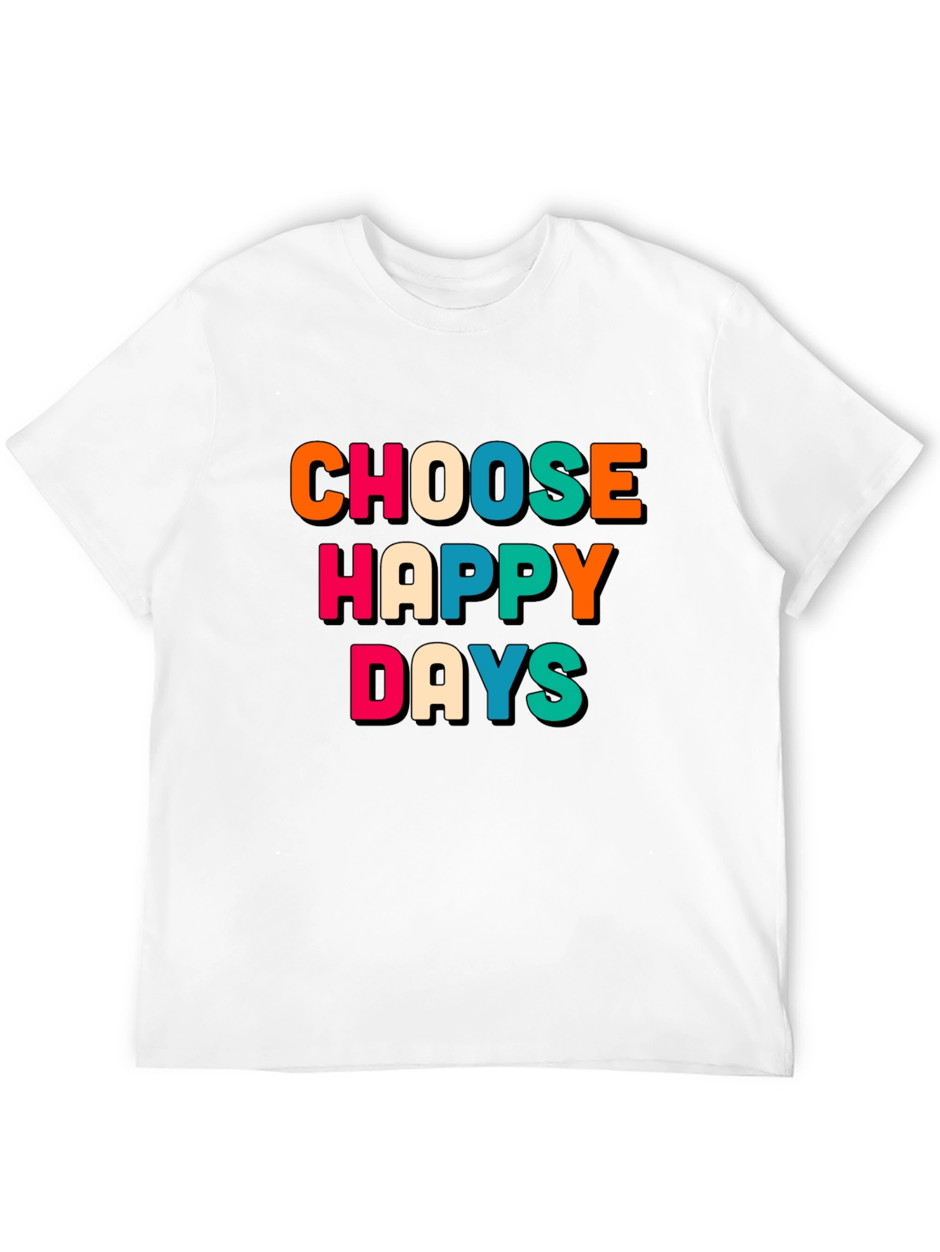Black Choose Happy Days Graphic Tee - Retro Design view 12