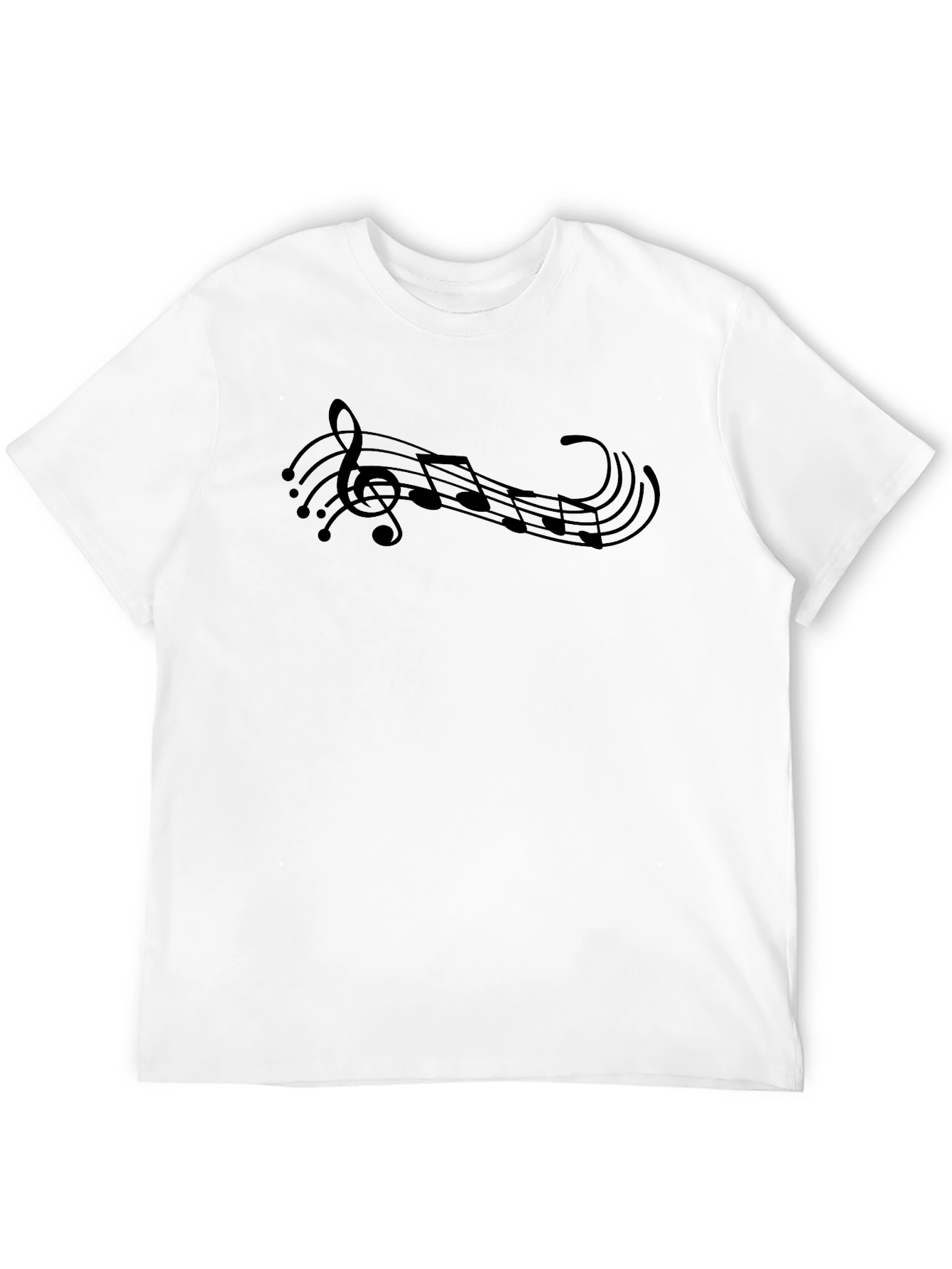 Black Musical Notes Graphic Tee - Black Cotton T-Shirt view 12