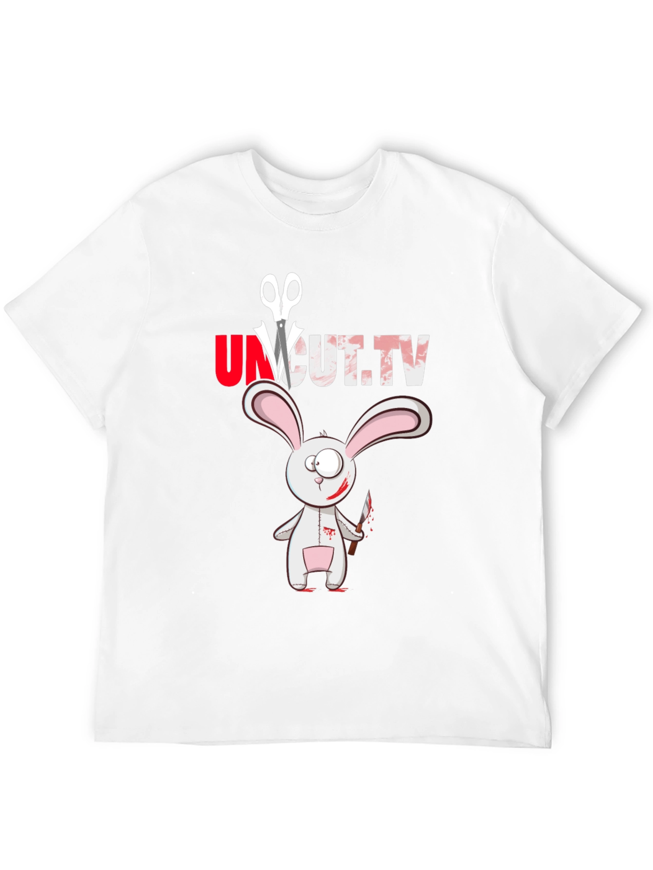 Black Uncut.tv Scary Rabbit T-Shirt view 12