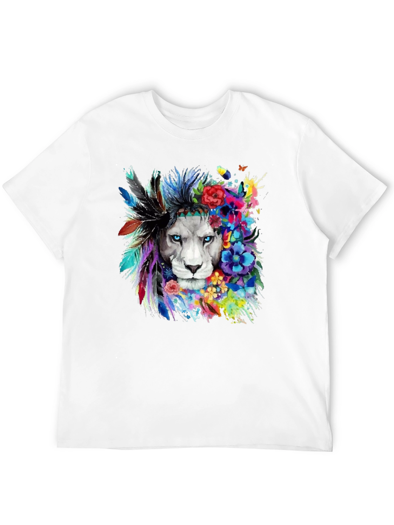 Black Lion Headdress Black T-Shirt - Unique Graphic Tee view 12