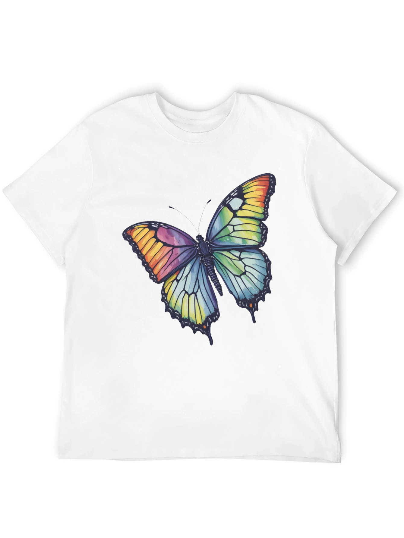 Black Butterfly Graphic Tee - Rainbow Wings T-Shirt view 12