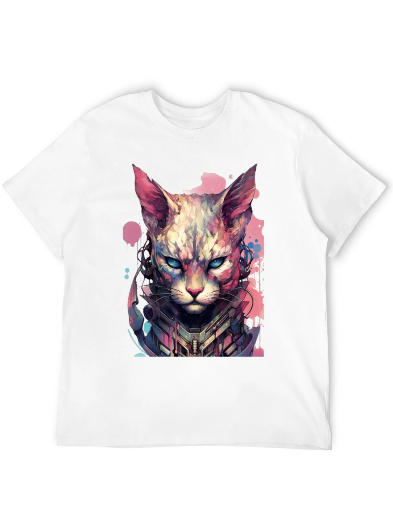 Black Cyberpunk Cat T-Shirt - Unique Graphic Tee view 12