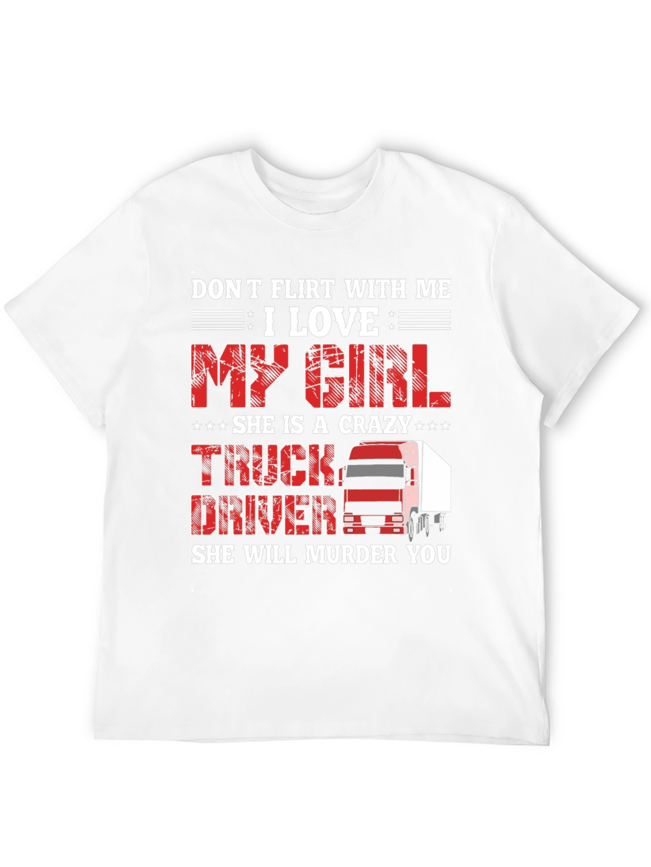 Black Crazy Truck Driver Girl T-Shirt view 12