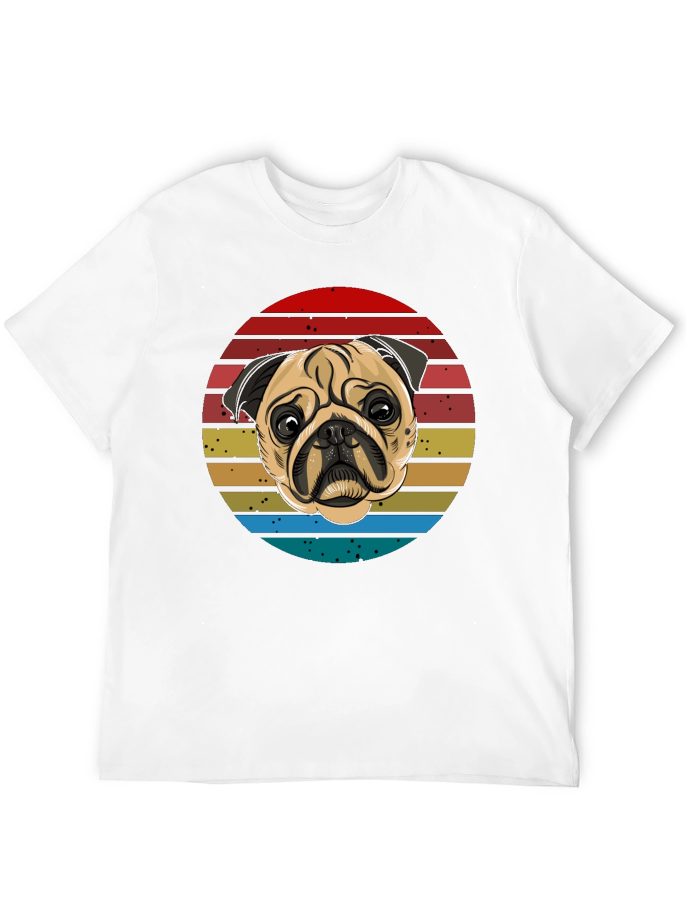 Black Pug Retro T-Shirt, Black Cotton Tee view 12