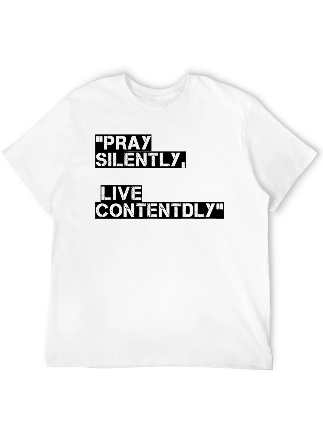 Black Pray Silently Live Contentedly Graphic T-Shirt view 12