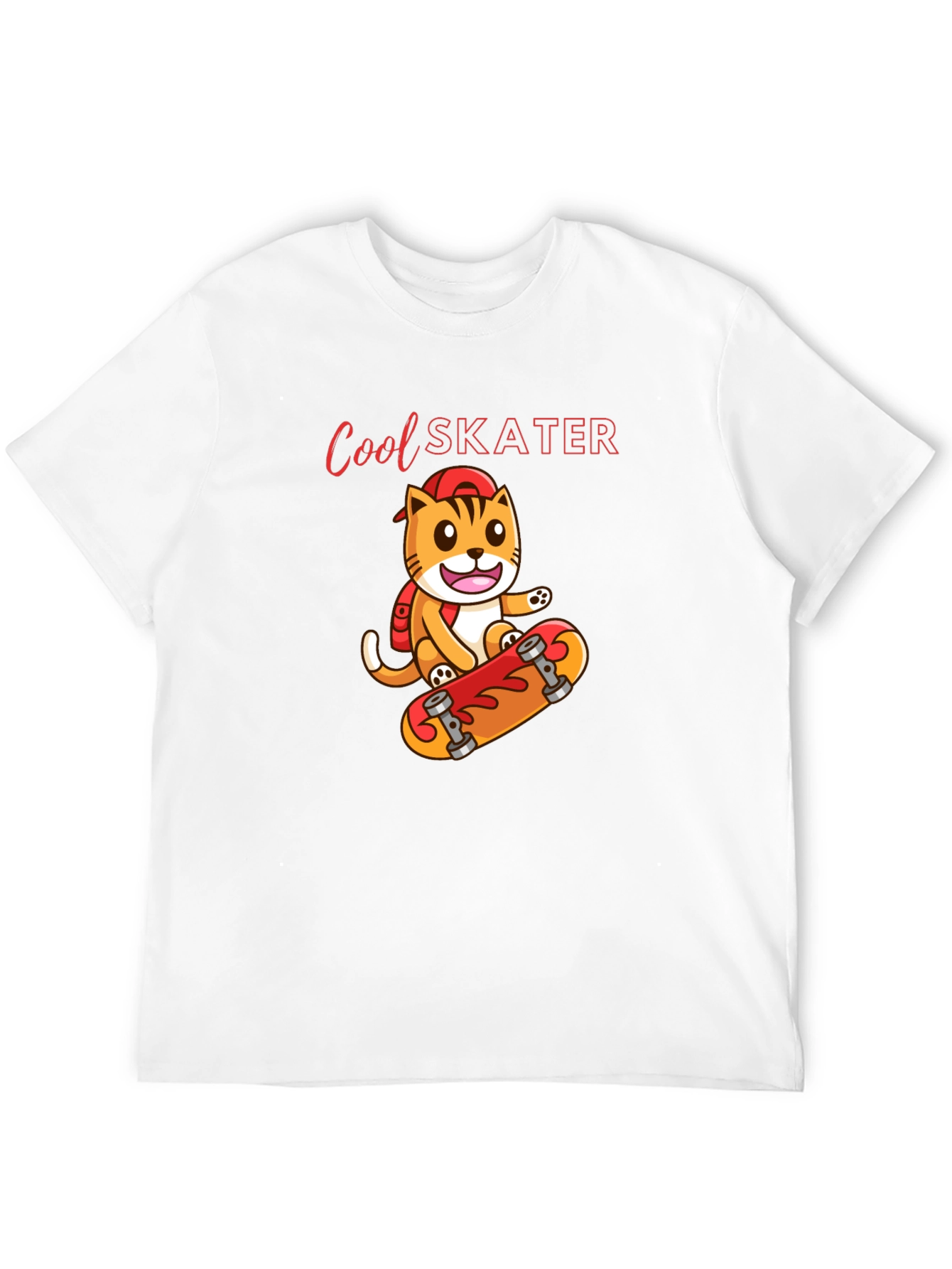 Black Cool Skater Cat Graphic Tee - Black Cotton T-Shirt view 12