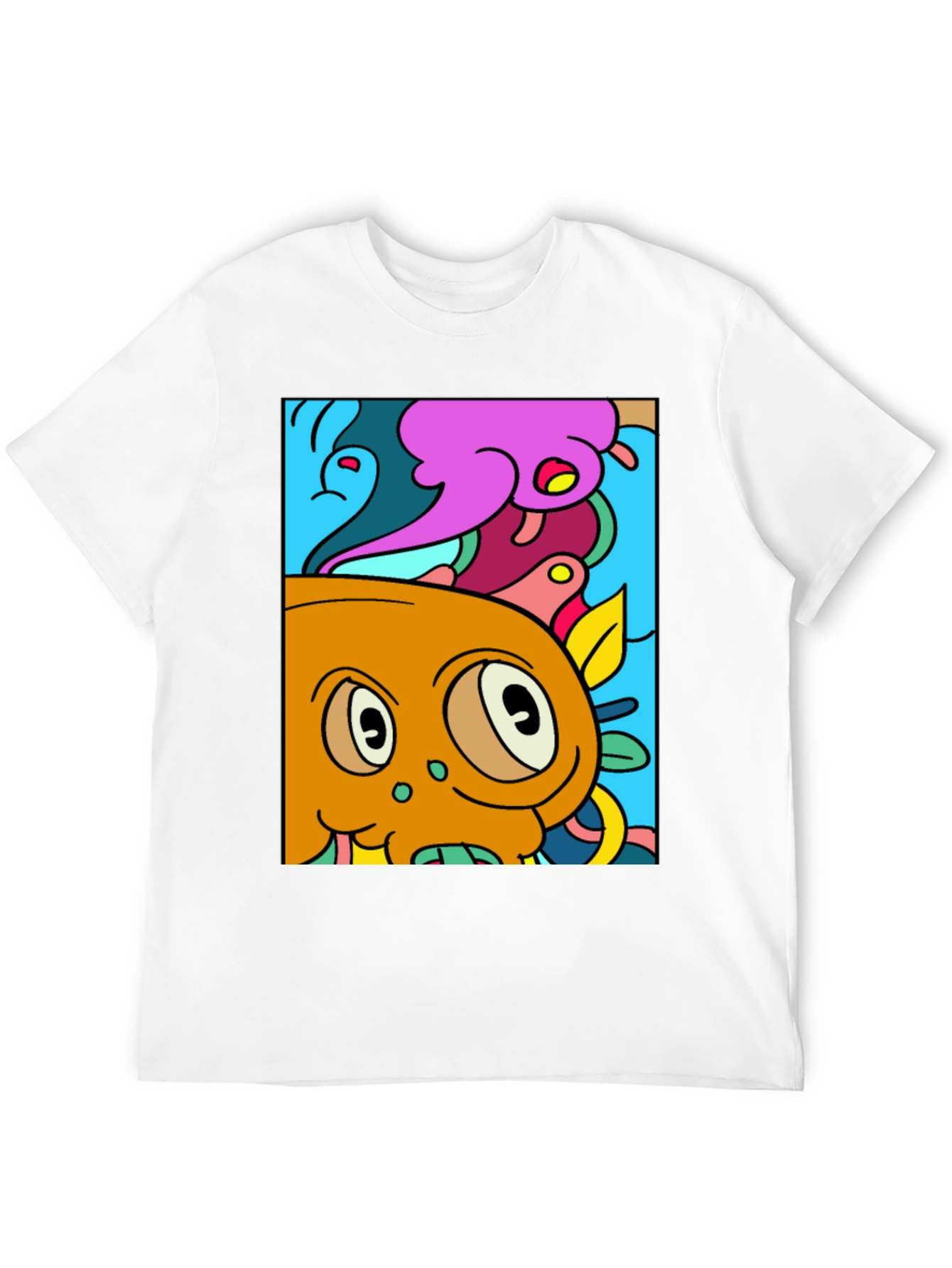 Black Cartoon Graphic Print Crew Neck T-Shirt view 12