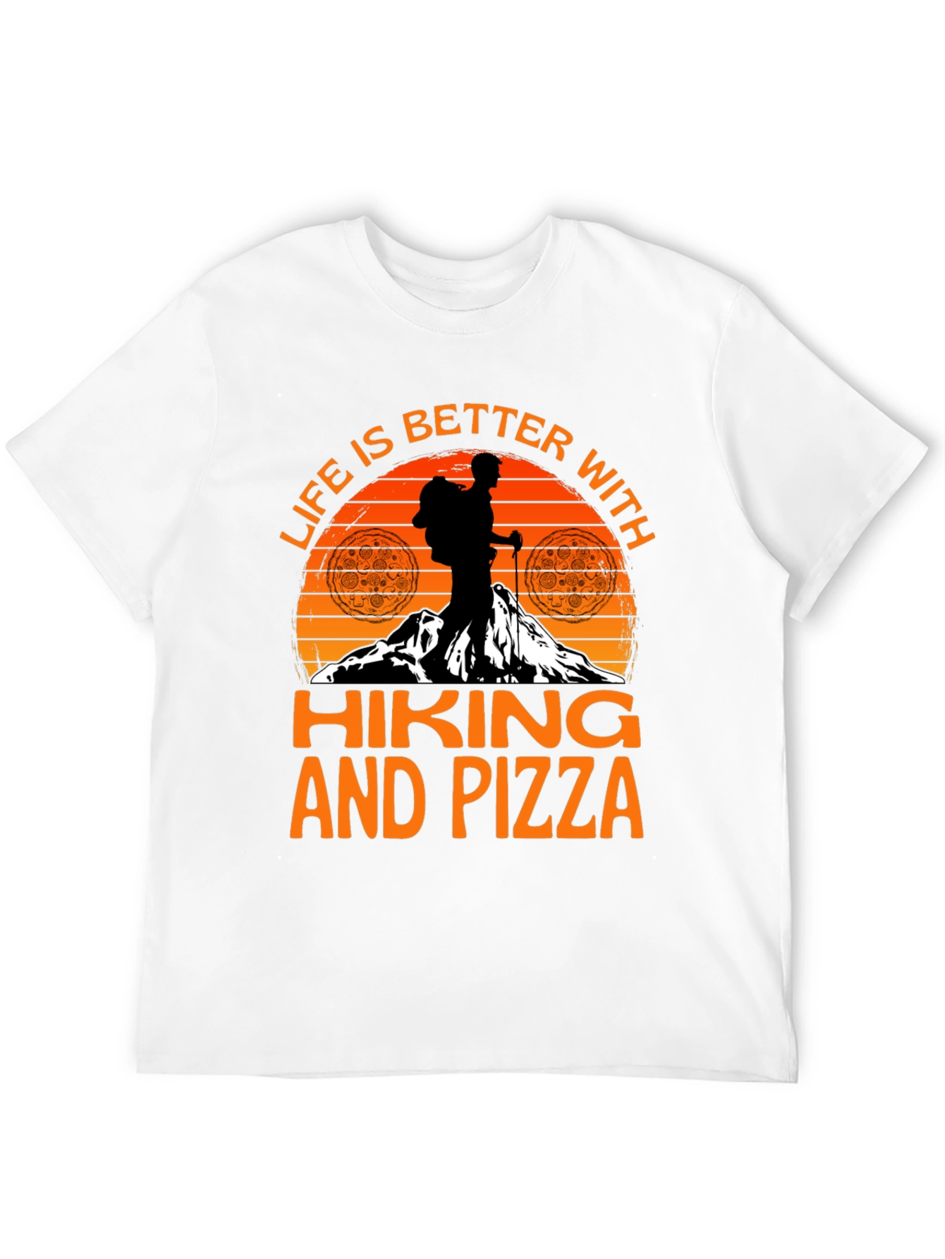 Black Hiking and Pizza Graphic Tee view 12