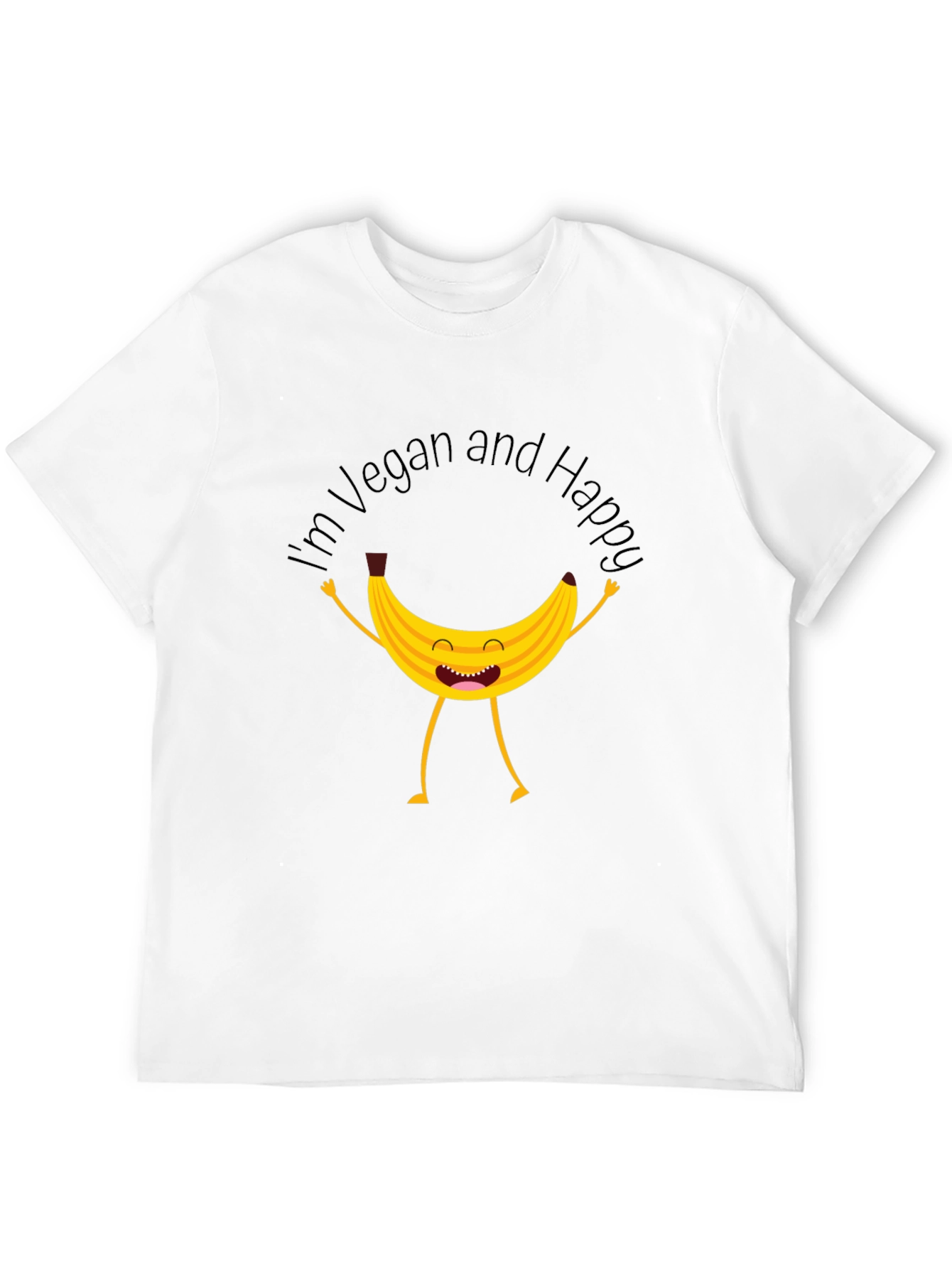 Black Vegan Happy Banana Graphic T-Shirt view 12