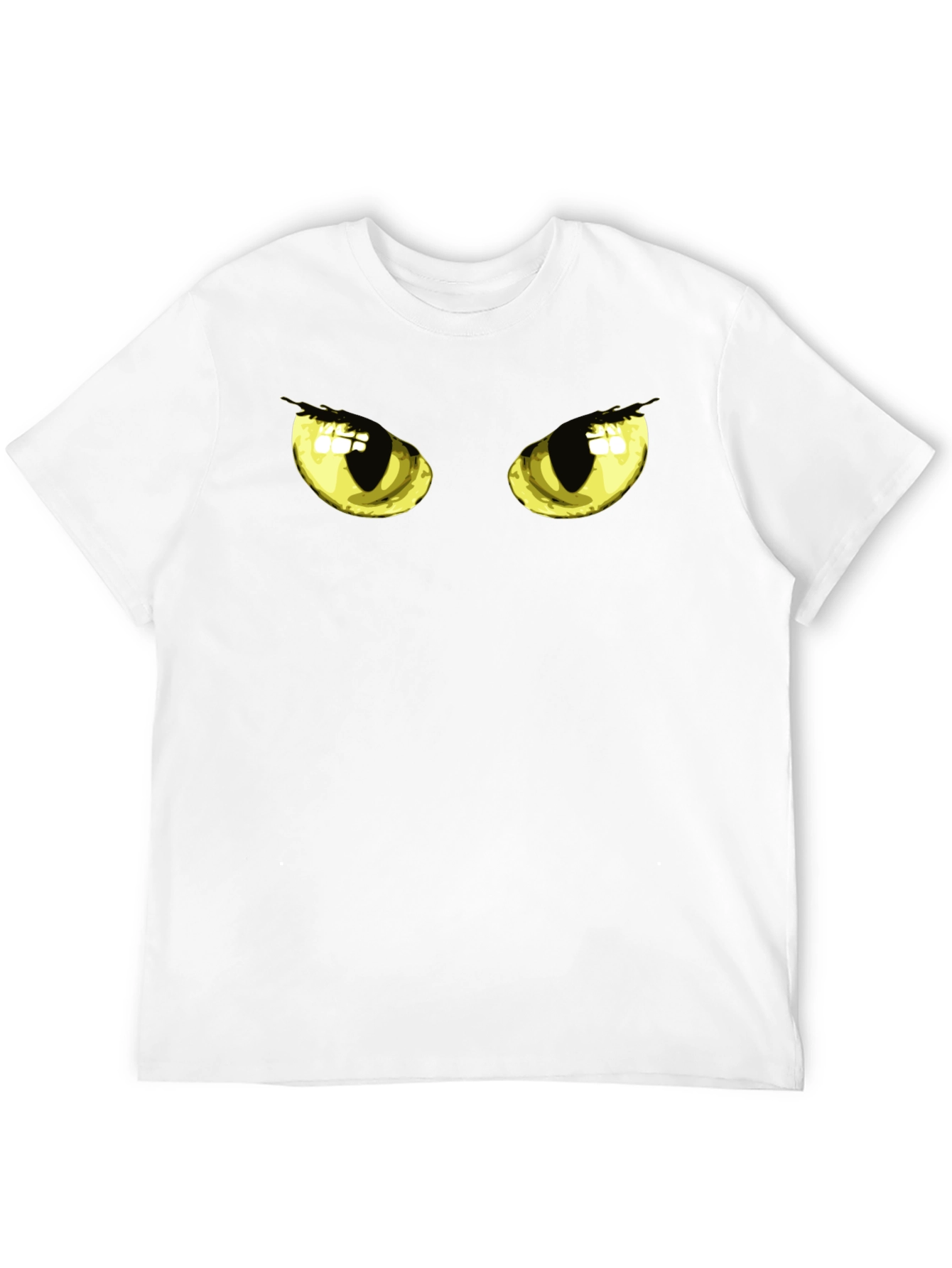 Black Men's Black T-Shirt with Cat Eyes Graphic view 12
