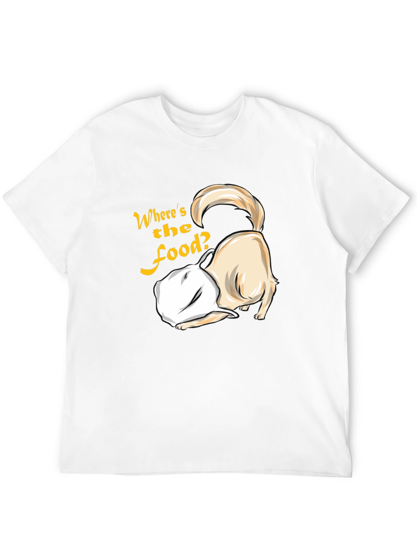 Black Funny Dog 'Where's the Food?' Black T-Shirt view 12