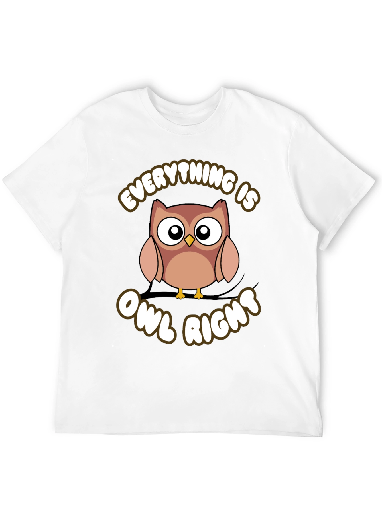 Black Everything Is Owl Right Graphic T-Shirt view 12