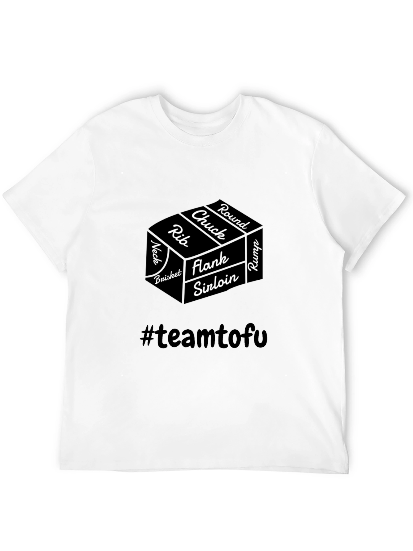 Black Funny Meat Cuts Team Tofu Black T-Shirt view 12