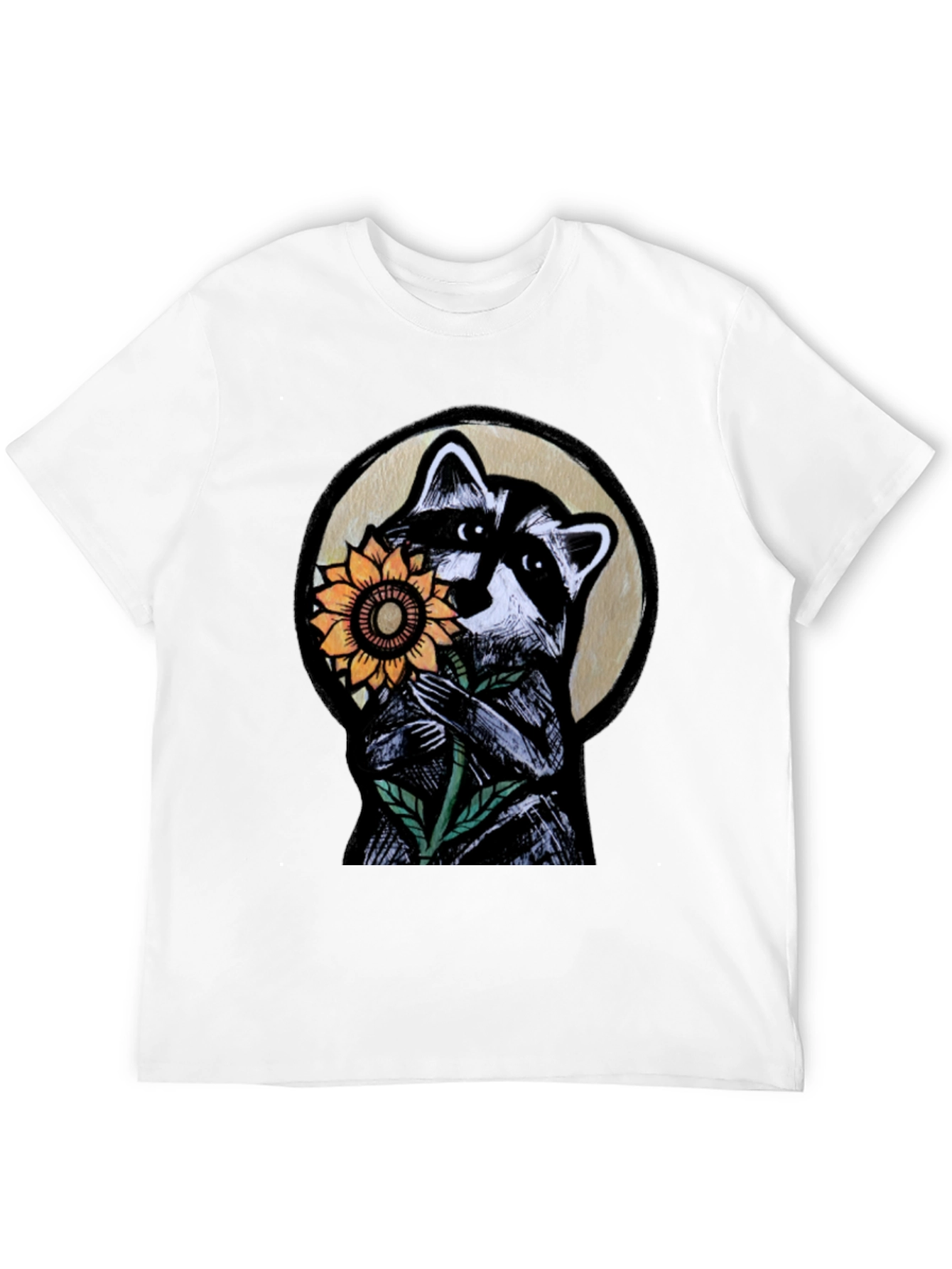 Black Raccoon Sunflower Graphic Tee - Black view 12