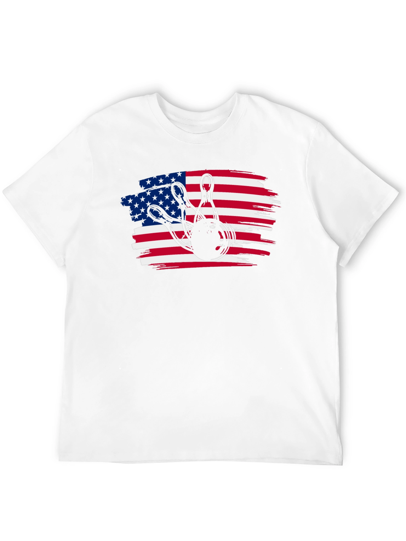 Black American Flag Bowling T-Shirt view 12