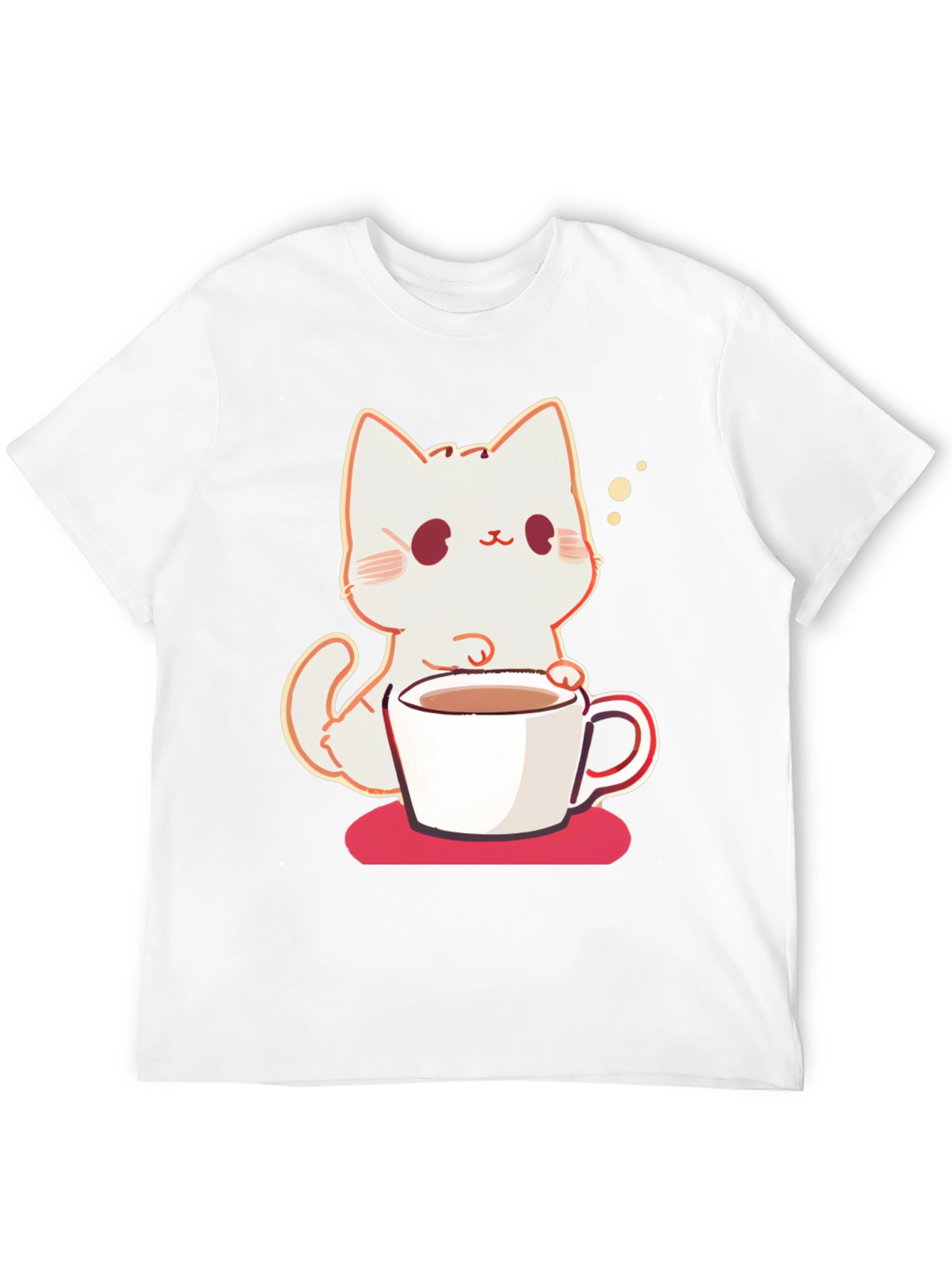 Black Cute Cat with Coffee T-Shirt view 12
