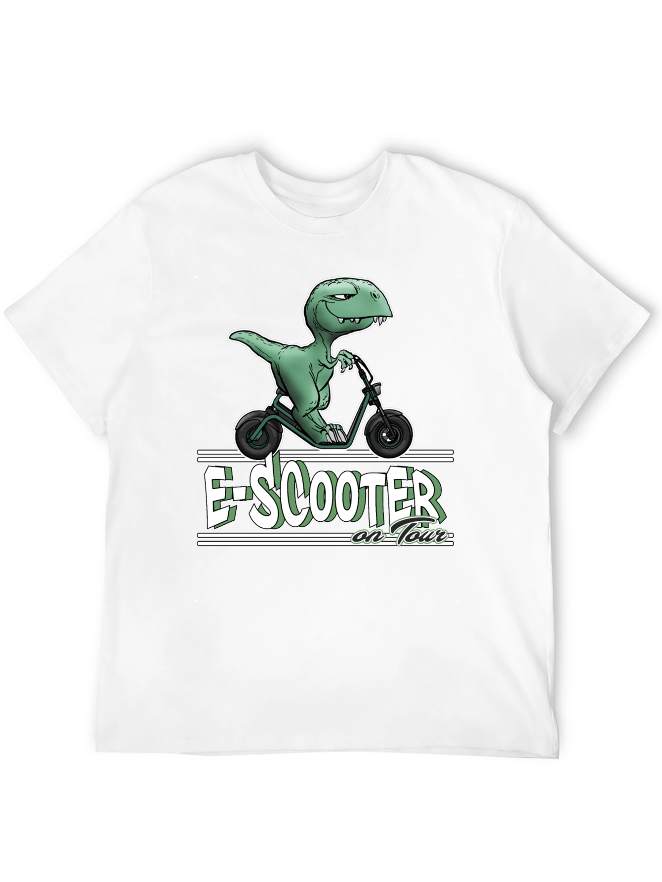 Black E-Scooter Dinosaur T-Shirt - On Tour view 12