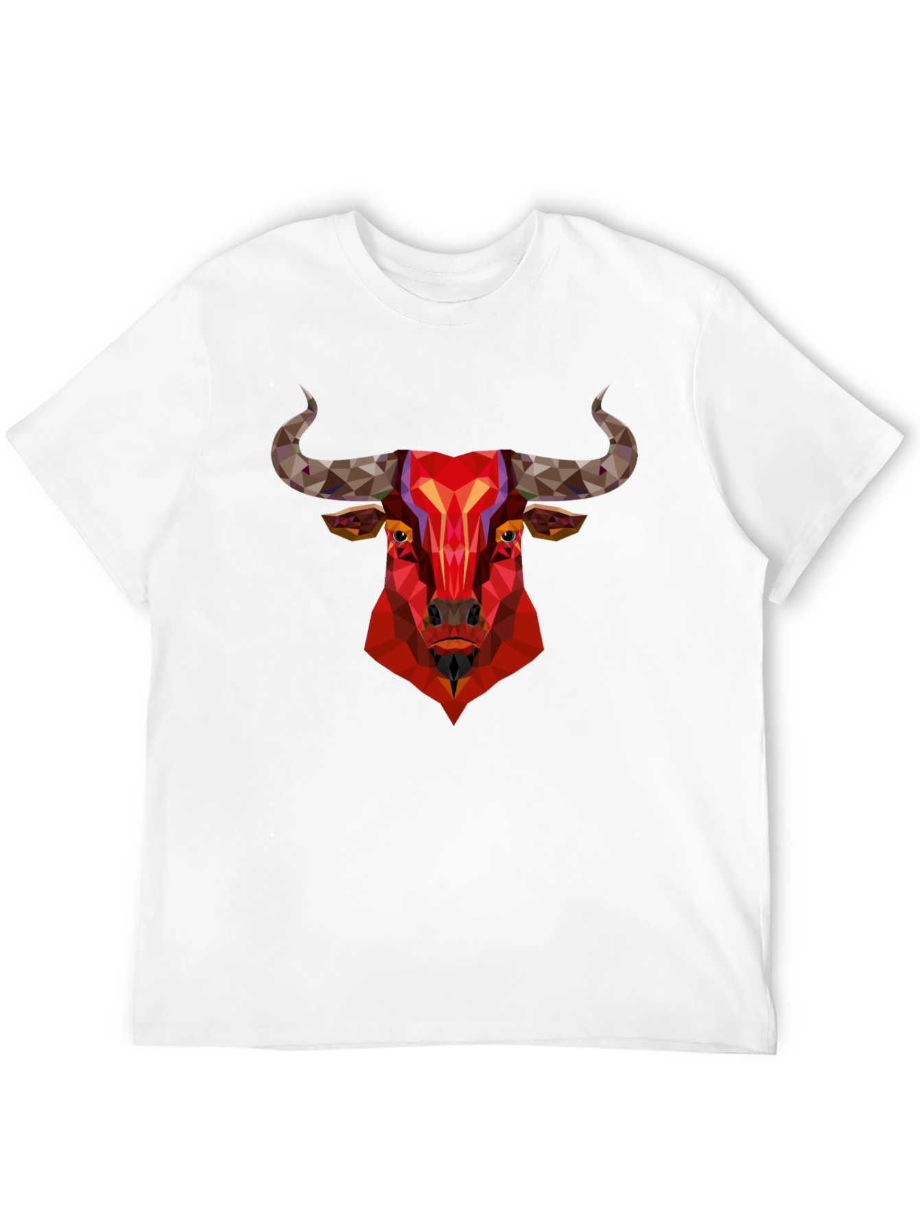 Black Geometric Bull Graphic Tee - Bold Statement Shirt view 12