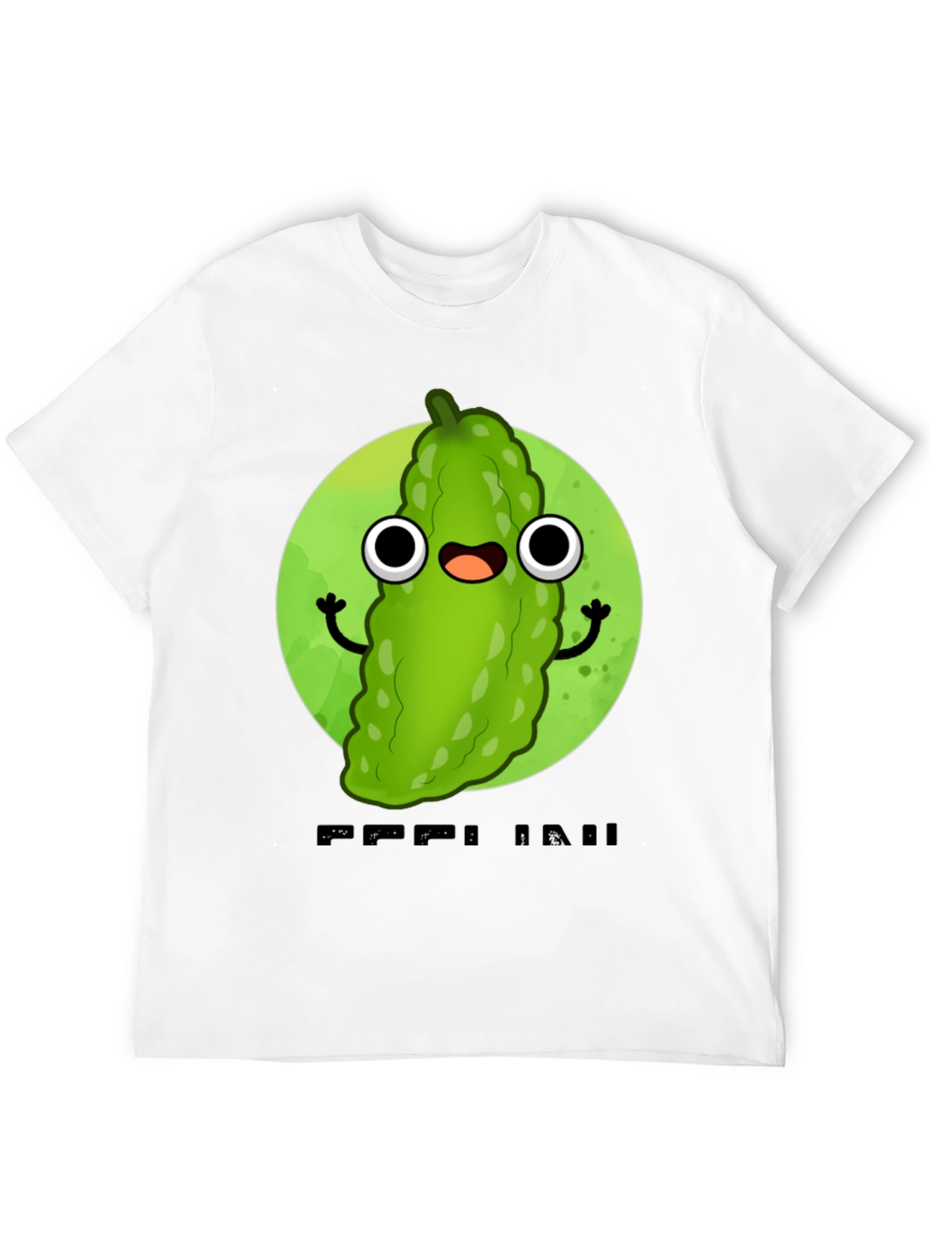 Black Funny Pickle Cartoon Black T-Shirt view 12