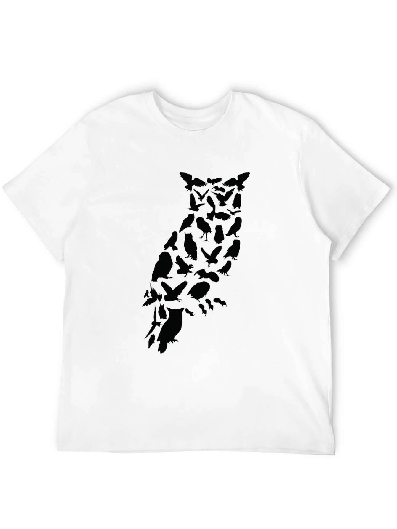 Black Men's Owl Silhouette Graphic Black T-Shirt view 12