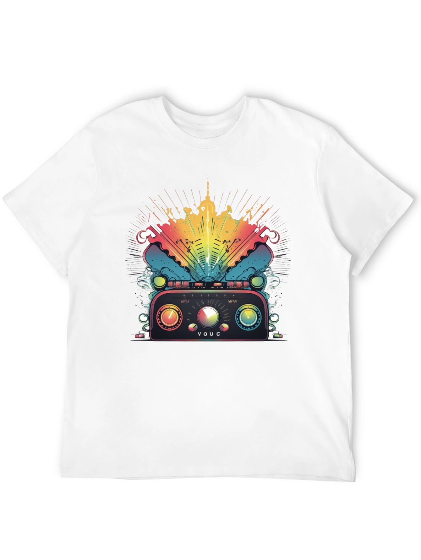 Black Retro Radio T-Shirt - Colorful Graphic Tee view 12