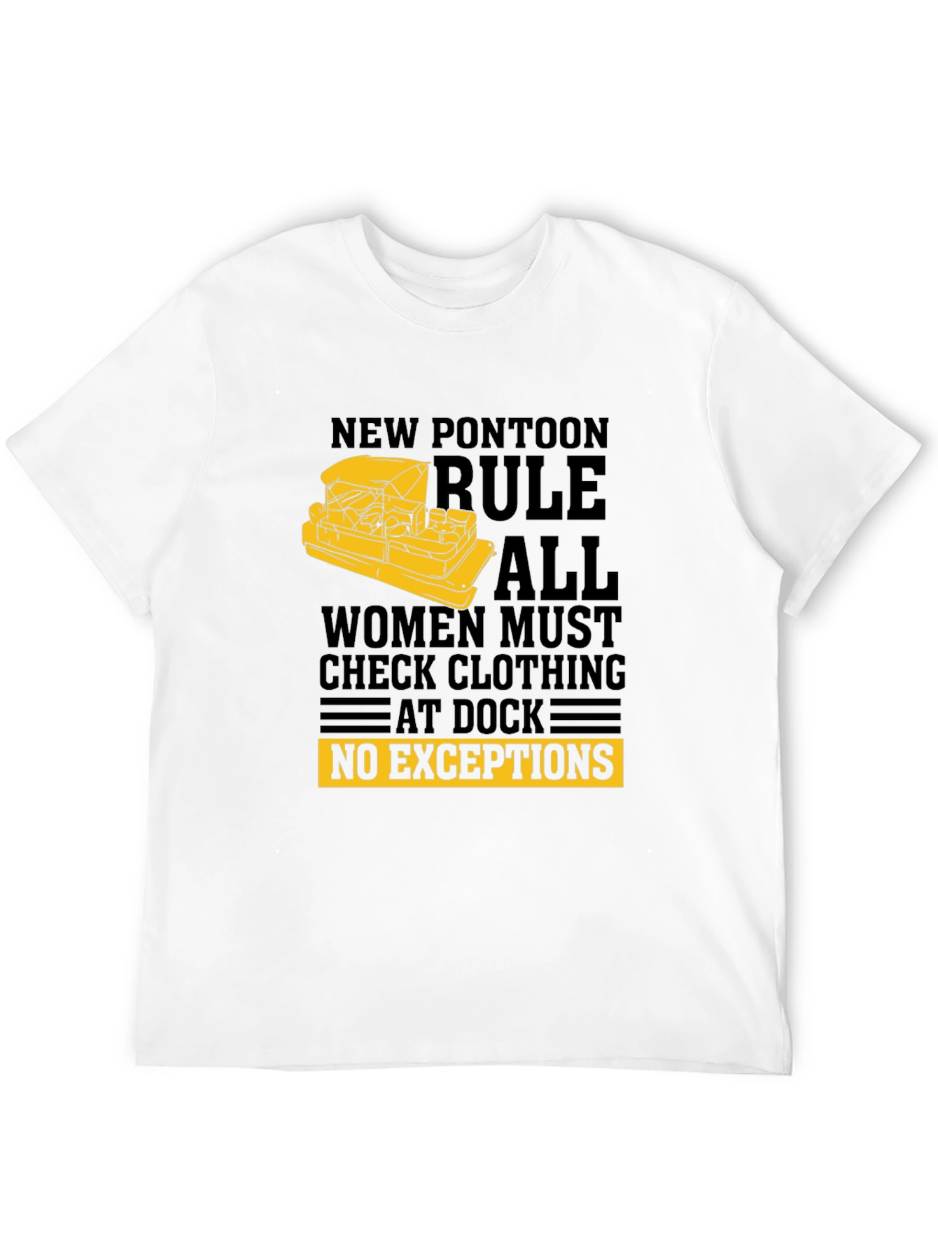Black New Pontoon Rules T-Shirt - Funny Boat Apparel view 12