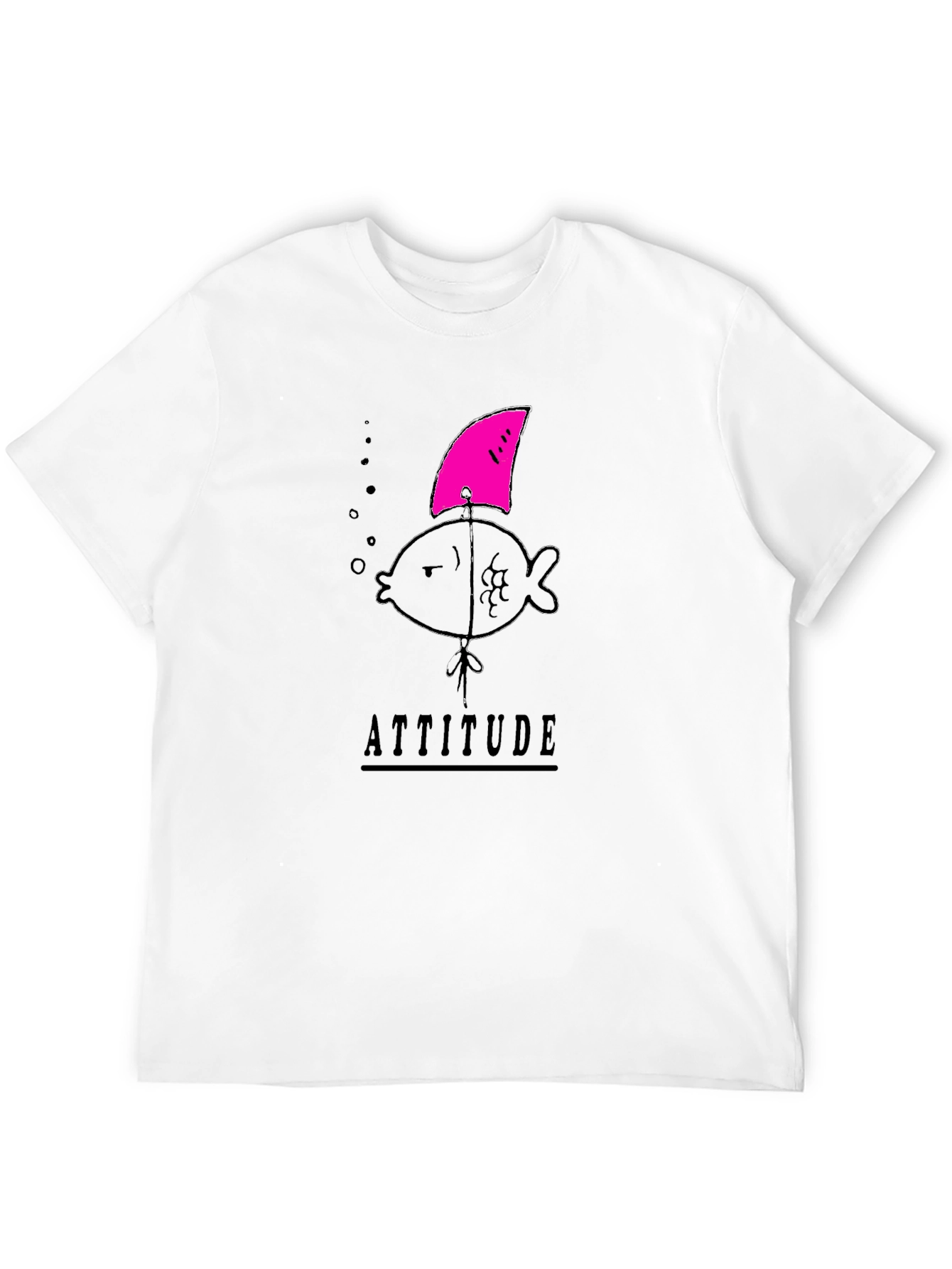 Black Attitude Fish Tee - Shark Fin Humor view 12