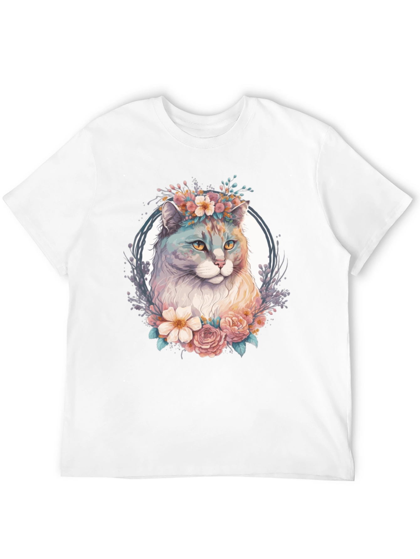 Black Floral Cat Graphic T-Shirt view 12