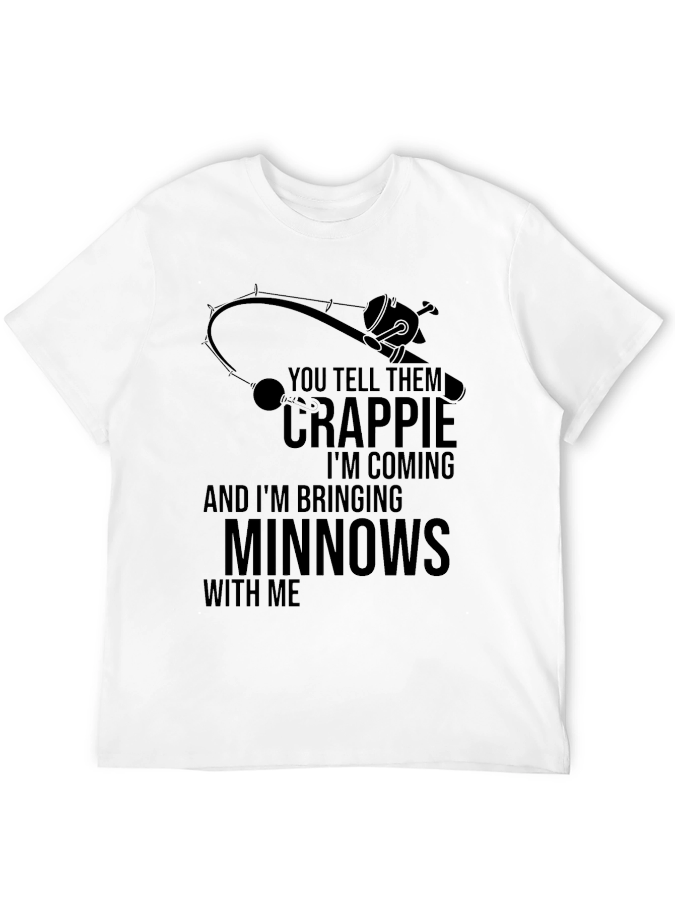 Black Crappie Fishing T-Shirt - Minnows & Rod Graphic view 12