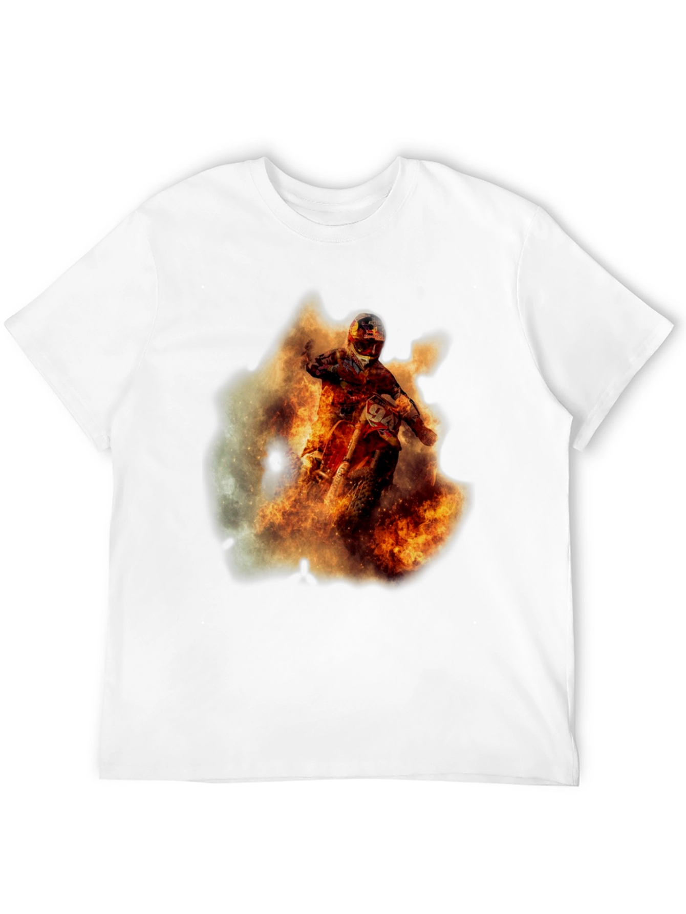 Black Fiery Motocross Rider Graphic Tee view 12