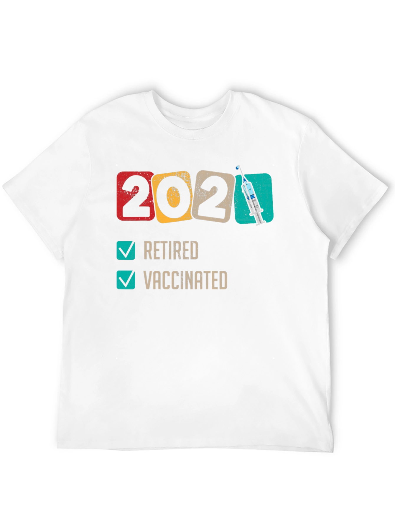 Black Retired & Vaccinated 2021 T-Shirt view 12