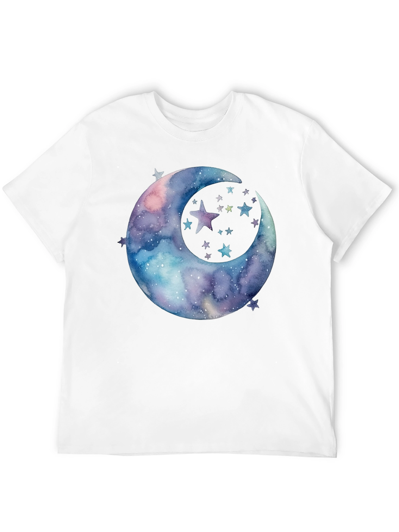 Black Watercolor Moon & Stars Graphic Tee - Black Cotton view 12