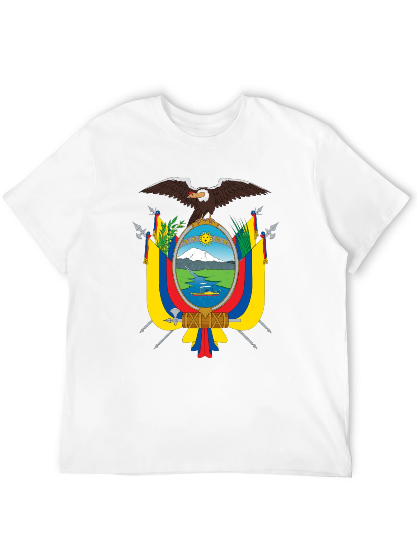 Black Ecuador Flag Eagle Crest Black T-Shirt view 12