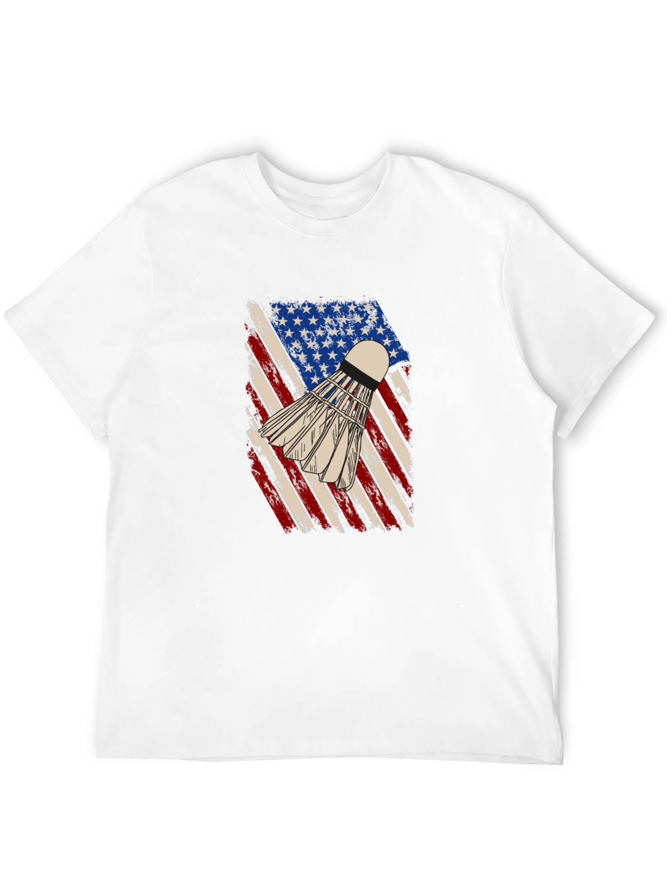 Black Patriotic Badminton T-Shirt - USA Flag Shuttlecock Design view 12