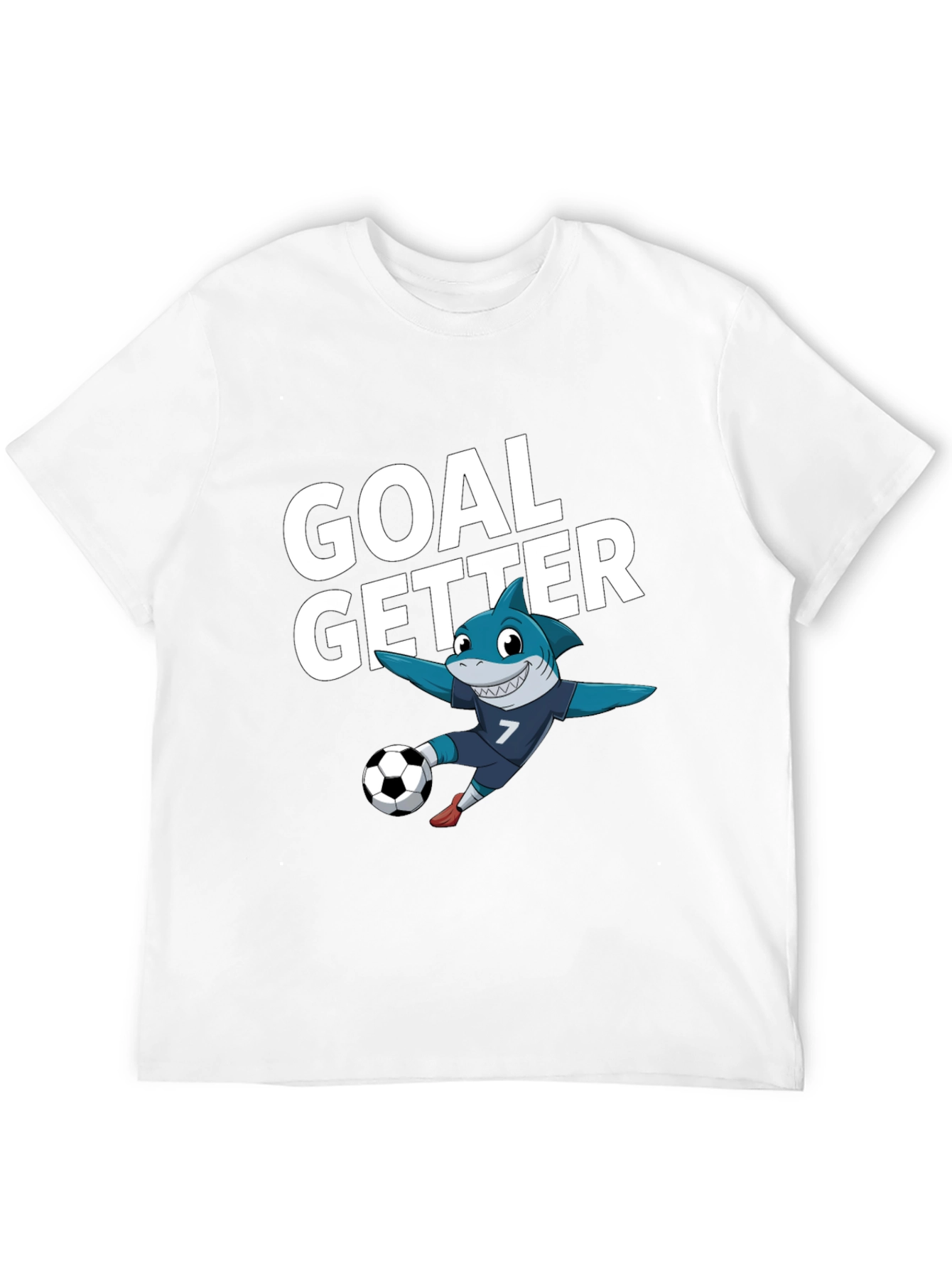Black Goal Getter Shark Soccer T-Shirt view 12