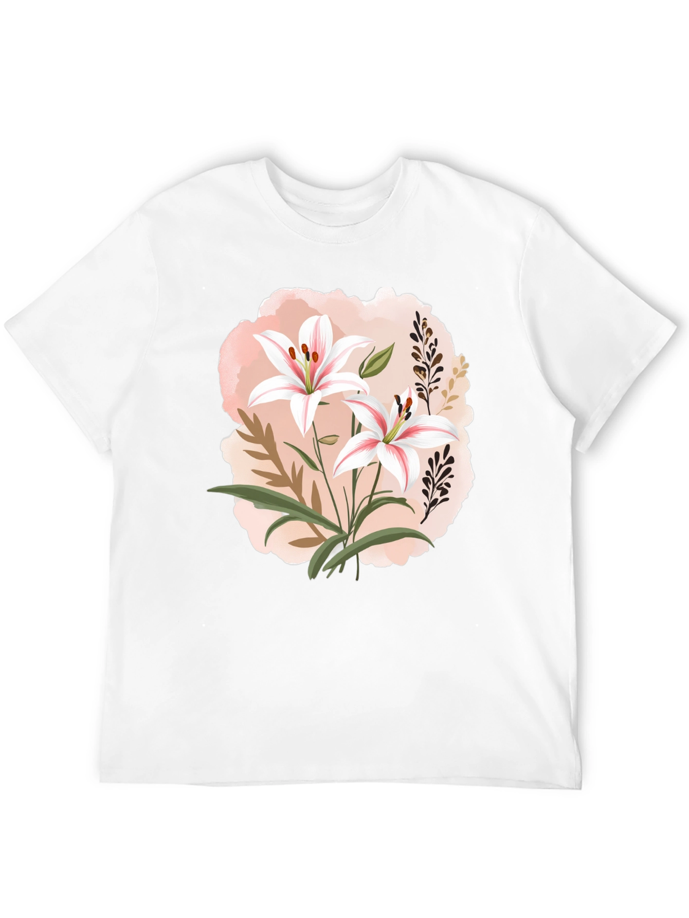 Black Floral Lily Graphic Black T-Shirt view 12