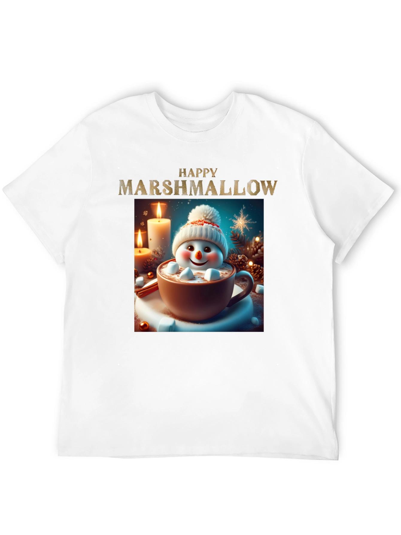 Black Happy Marshmallow Graphic Tee - Winter Holiday Comfort view 12
